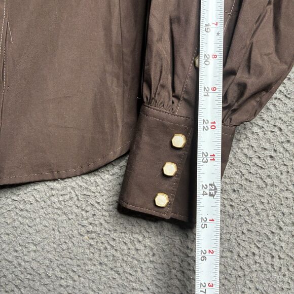 WRANGLER x YELLOW ROSE by Kendra Scott Rodeo Shirt Women M Brown Studded Western - Picture 6 of 12